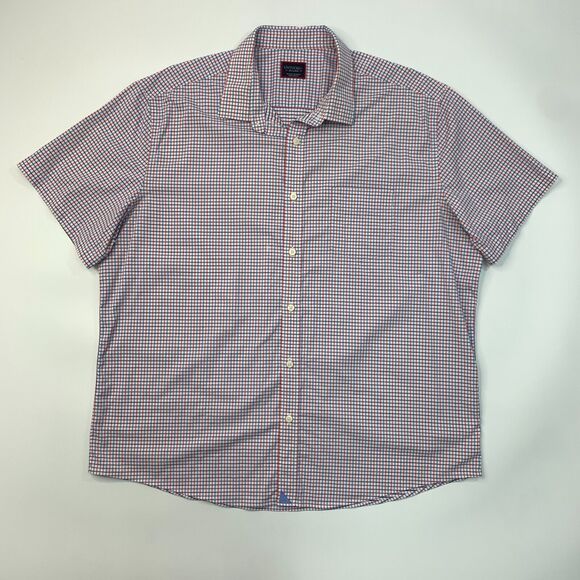 UntuckIt Kemmeter Shirt Mens 2XL XXL Pink Blue Gingham Plaid Nylon Blend Button - Picture 2 of 10